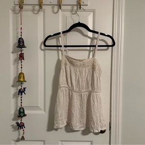 NWT Love on a Hanger White Tank with lace button detail